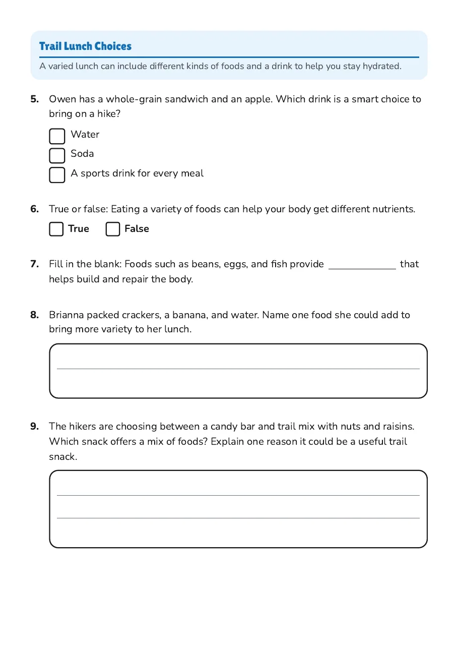 Healthy Eating Fun, page 2 of 3: Trail Lunch Choices