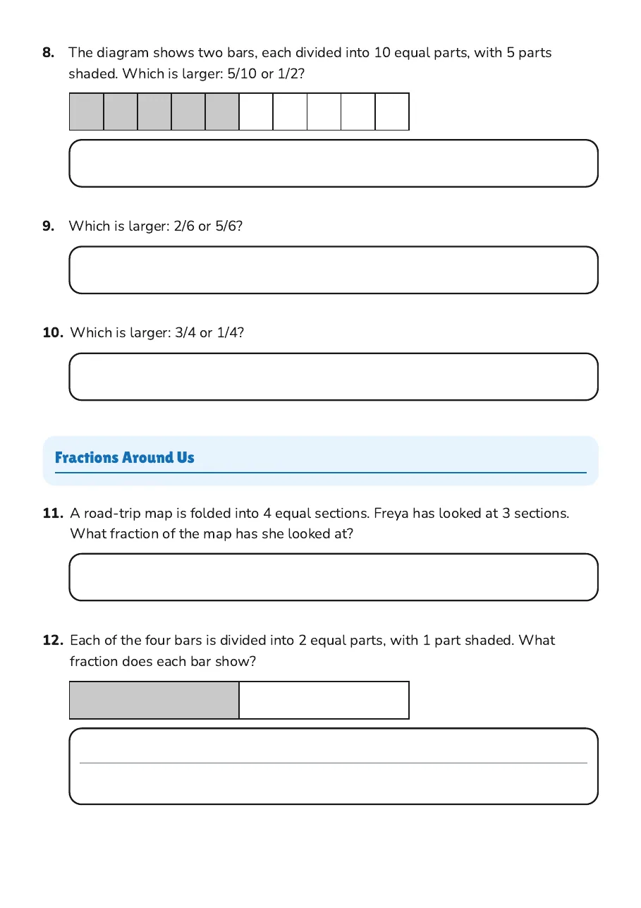 Understanding Fractions Worksheet, page 3 of 3: Fractions Around Us