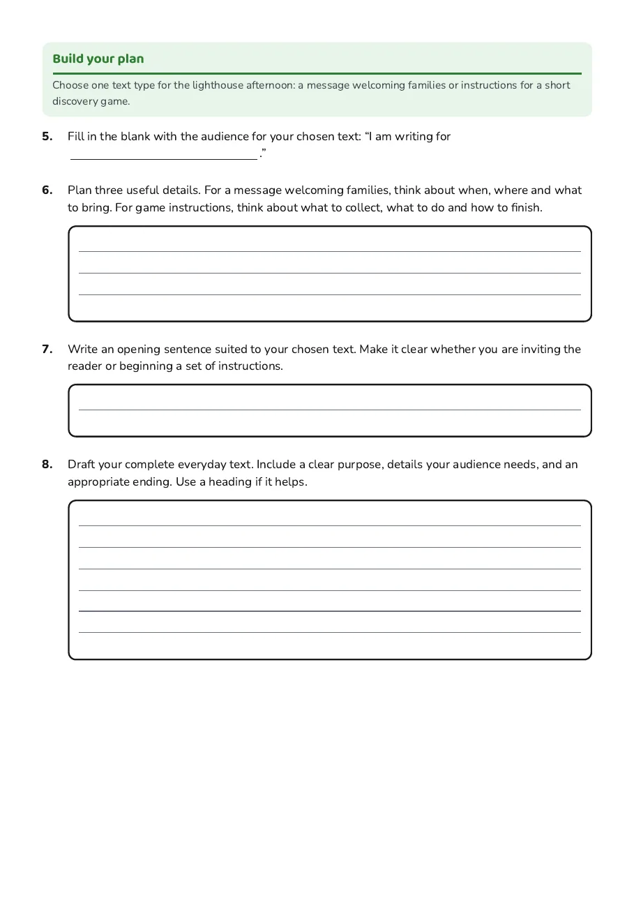 Everyday Text Planner, page 2 of 3: Build your plan