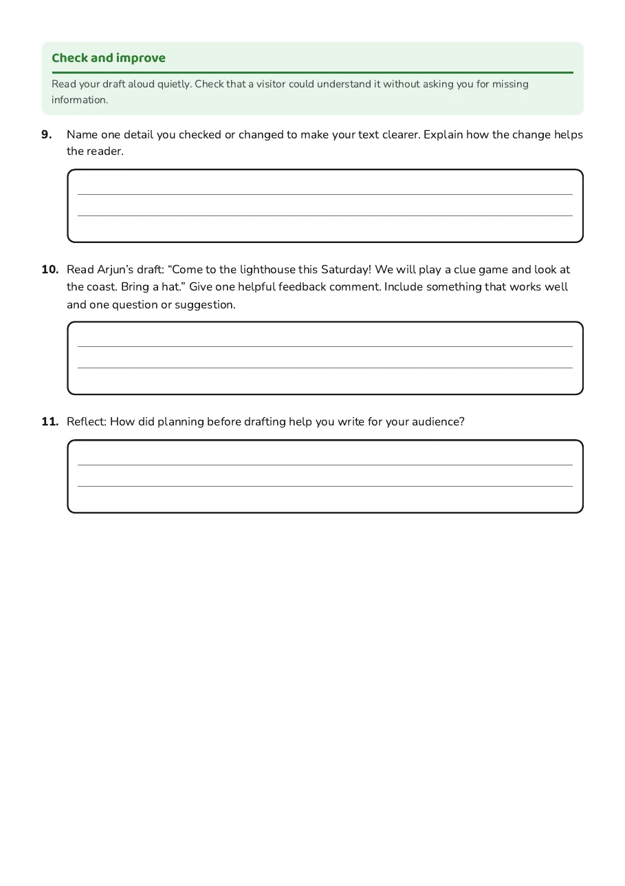 Everyday Text Planner, page 3 of 3: Check and improve
