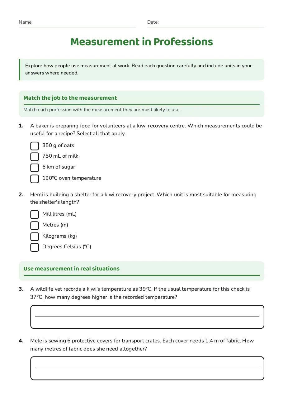 Text-based overview of wildlife recovery workers using measurement tools.