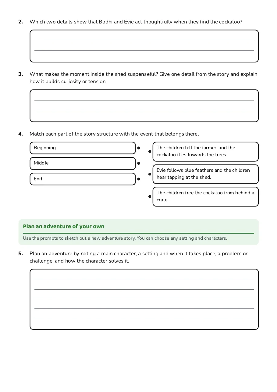 Adventure Story Model, page 2 of 3: Plan an adventure of your own