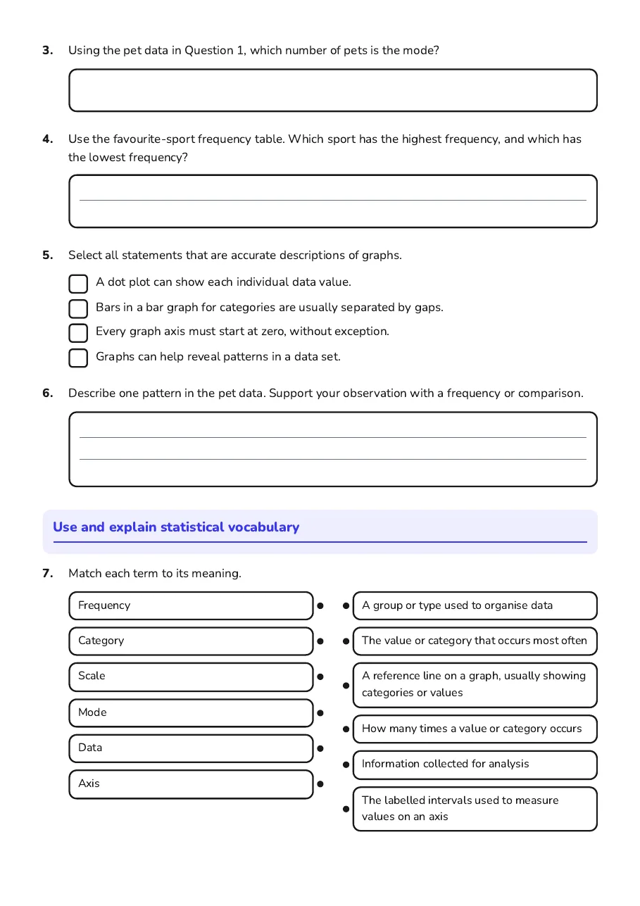 Data Visualisation Basics, page 2 of 3: Use and explain statistical vocabulary