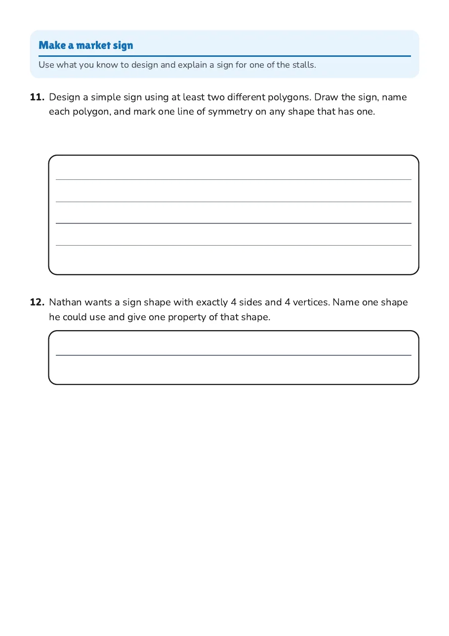 Polygon Properties and Symmetry, page 4 of 4: Make a market sign