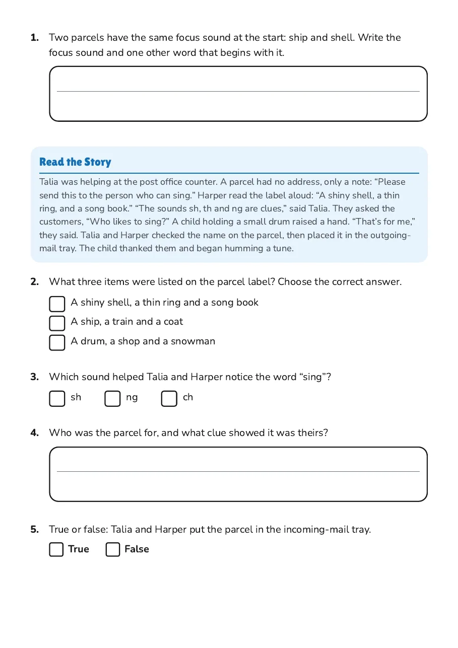 Phonics & Reading Practice, page 2 of 4: Read the Story