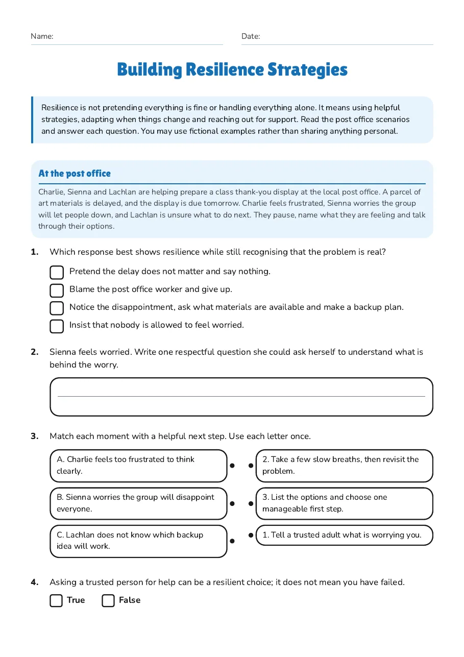 Building Resilience Strategies, page 1 of 3: At the post office