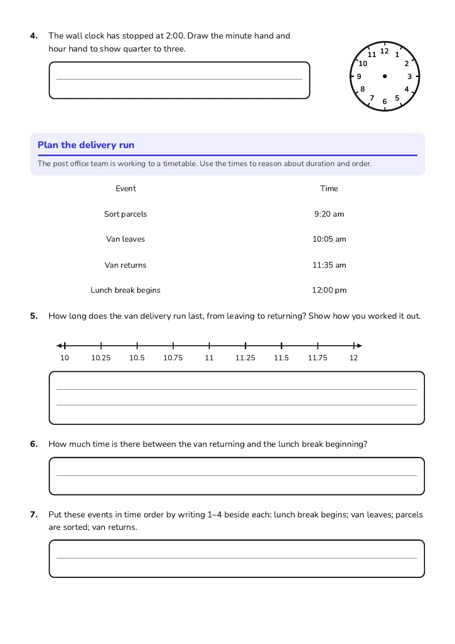 Time Measurement Lessons, page 2 of 3: Plan the delivery run