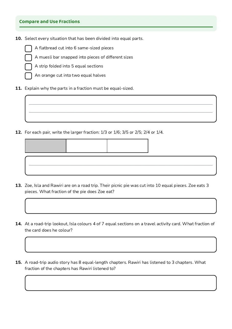 Introduction to Fractions, page 3 of 4: Compare and Use Fractions
