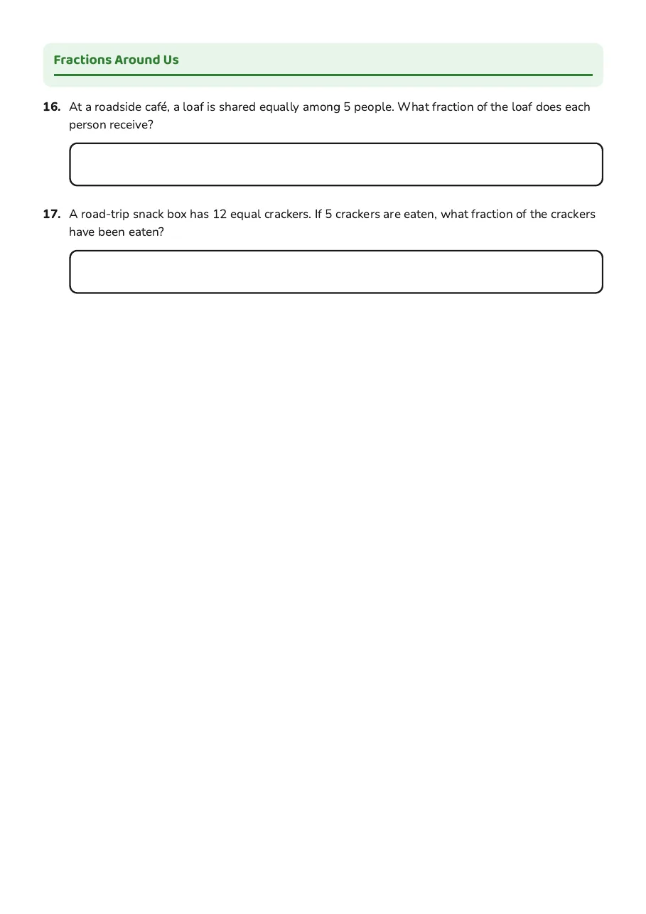 Introduction to Fractions, page 4 of 4: Fractions Around Us