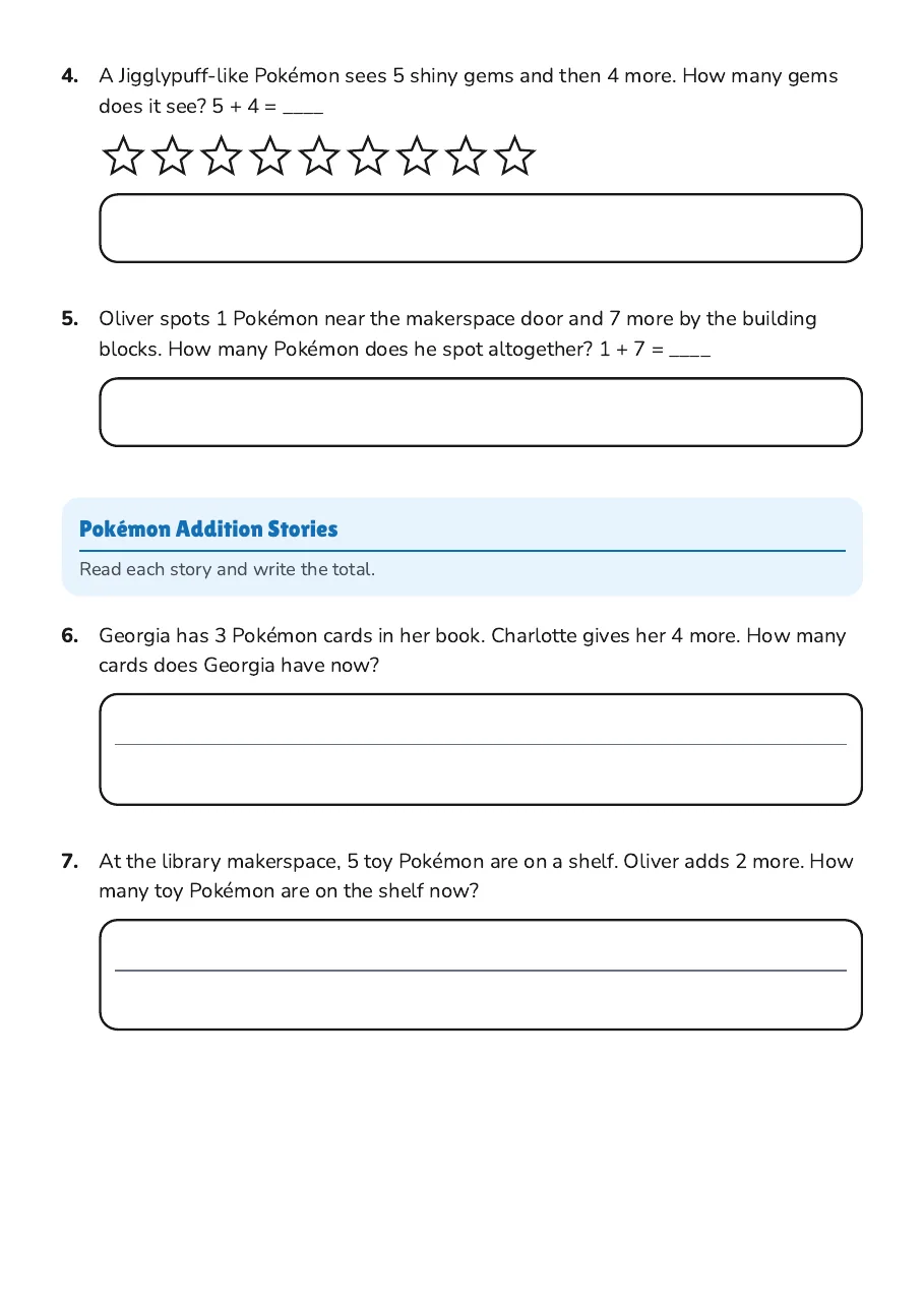 Pokémon Addition to 10, page 2 of 4: Pokémon Addition Stories