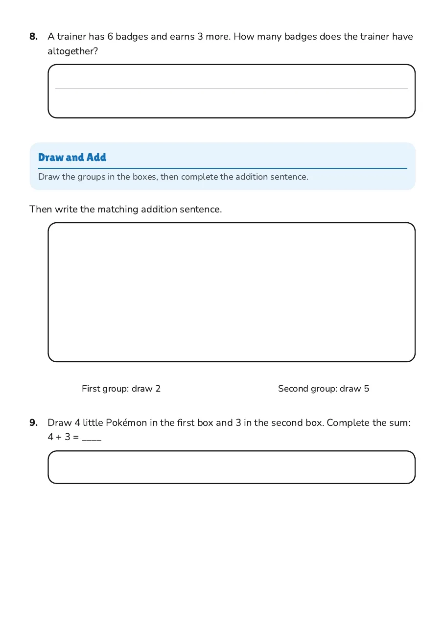 Pokémon Addition to 10, page 3 of 4: Draw and Add