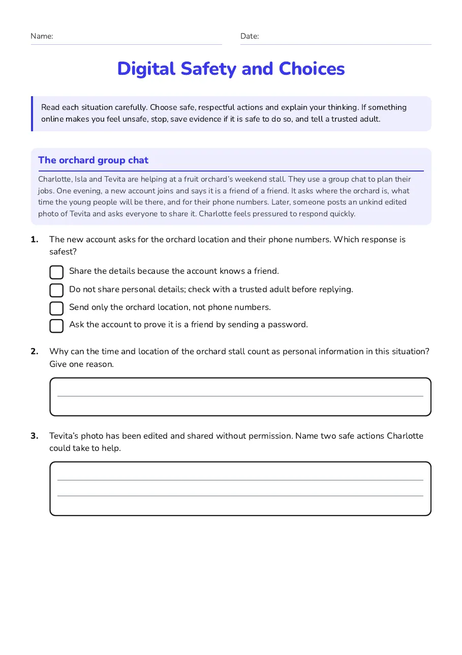 Digital Safety and Choices, page 1 of 3: The orchard group chat