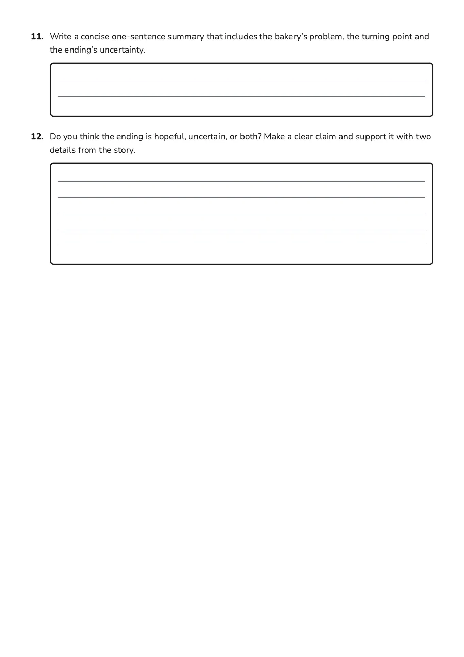 South Caroline Station Tasks, page 5 of 5: 11. Write a concise one-sentence summary that includes the bakery’s problem, the turning…