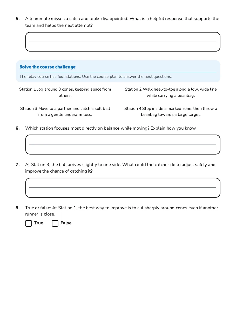 Movement Skills Relay Challenge, page 2 of 3: Solve the course challenge