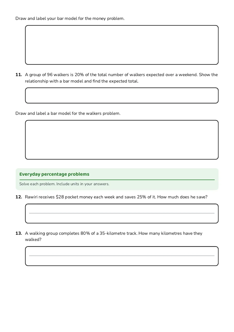 Percentage and Whole Problems, page 3 of 5: Everyday percentage problems