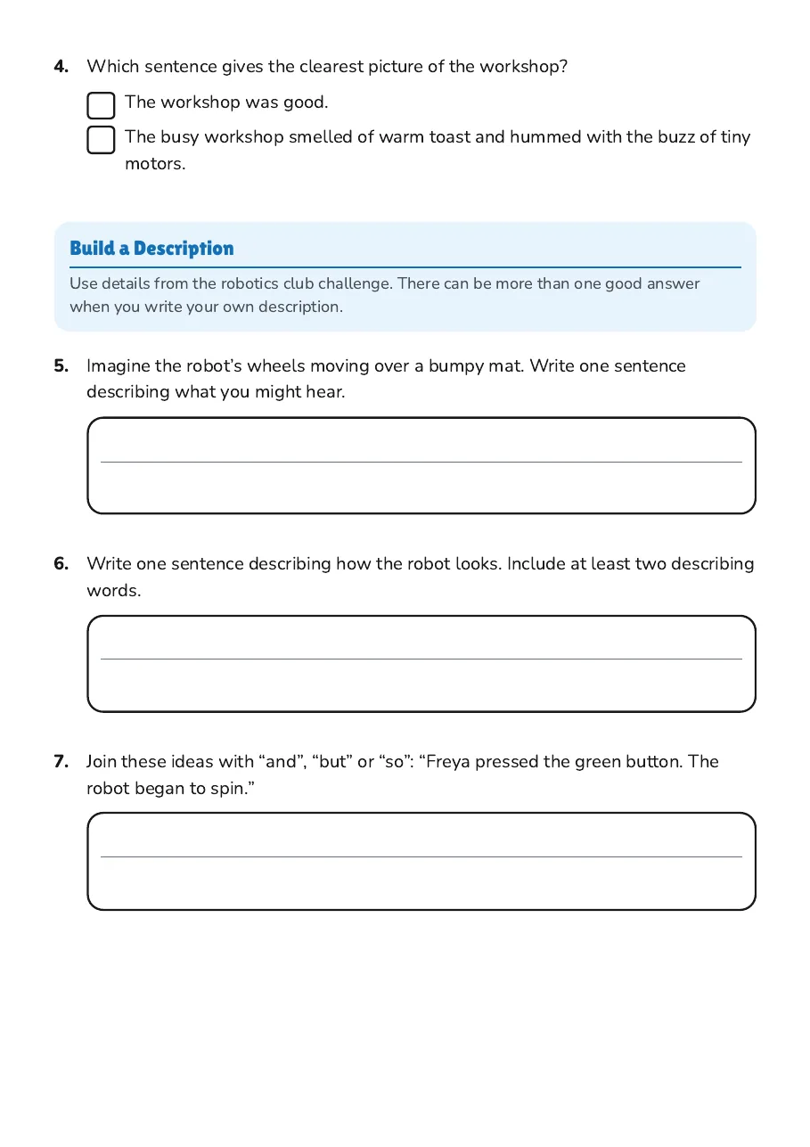 Descriptive Writing Practice, page 2 of 3: Build a Description