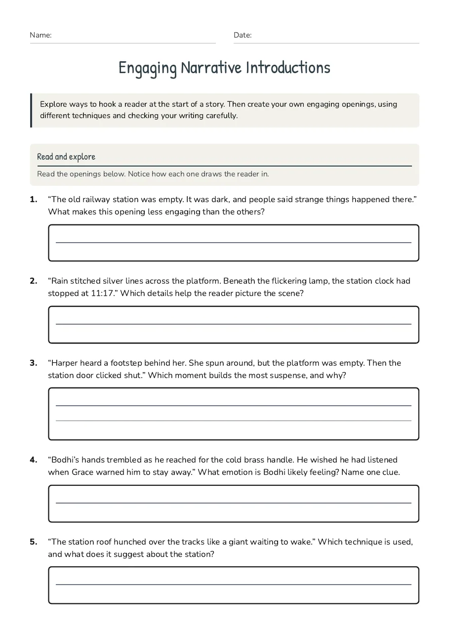 Engaging Narrative Introductions, page 1 of 3: Read and explore
