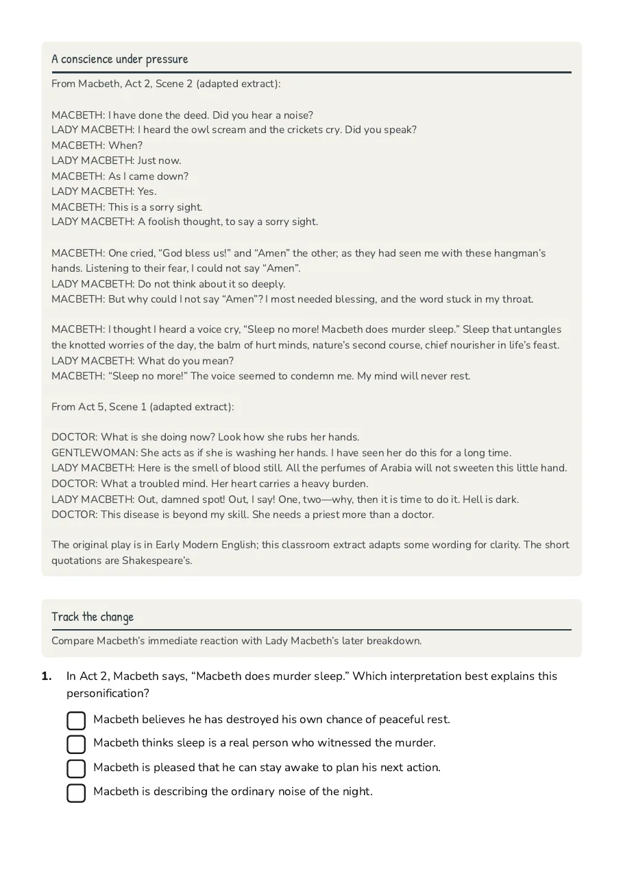 Guilt and Conscience Analysis, page 2 of 4: A conscience under pressure, Track the change