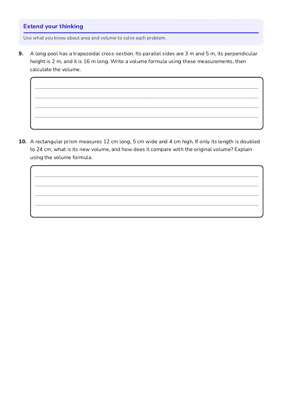 Formulae Exploration Worksheet, page 3 of 3: Extend your thinking