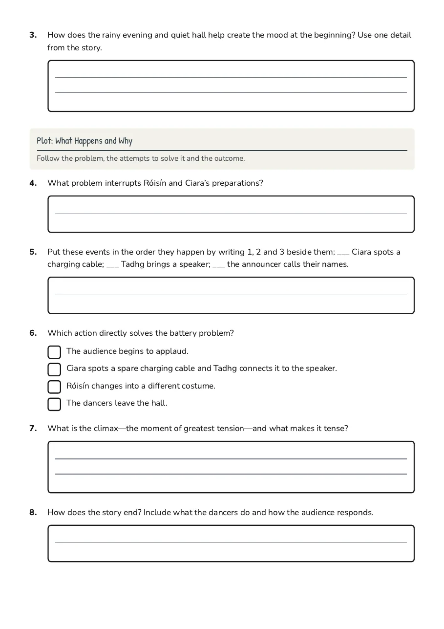 Setting and Plot Organiser, page 2 of 3: Plot: What Happens and Why