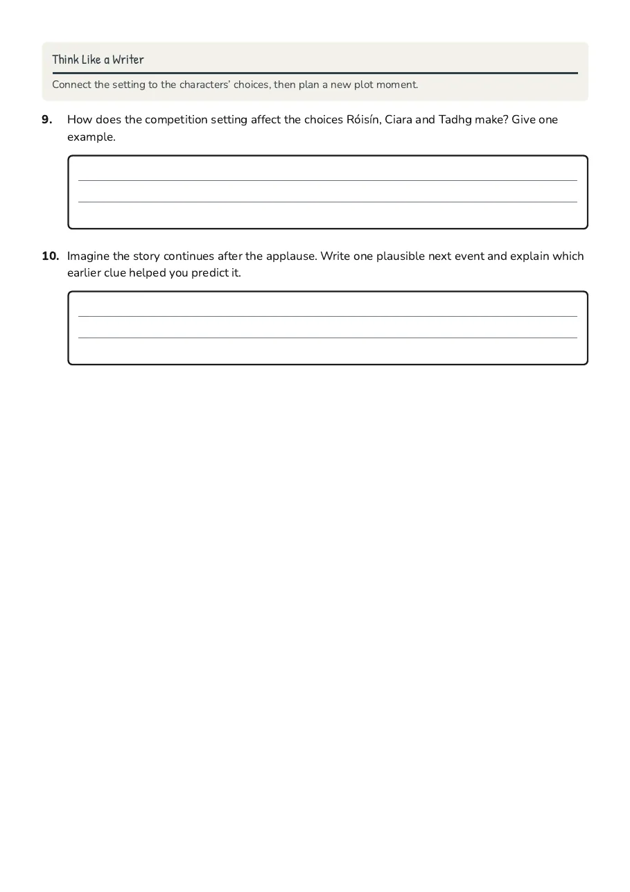 Setting and Plot Organiser, page 3 of 3: Think Like a Writer