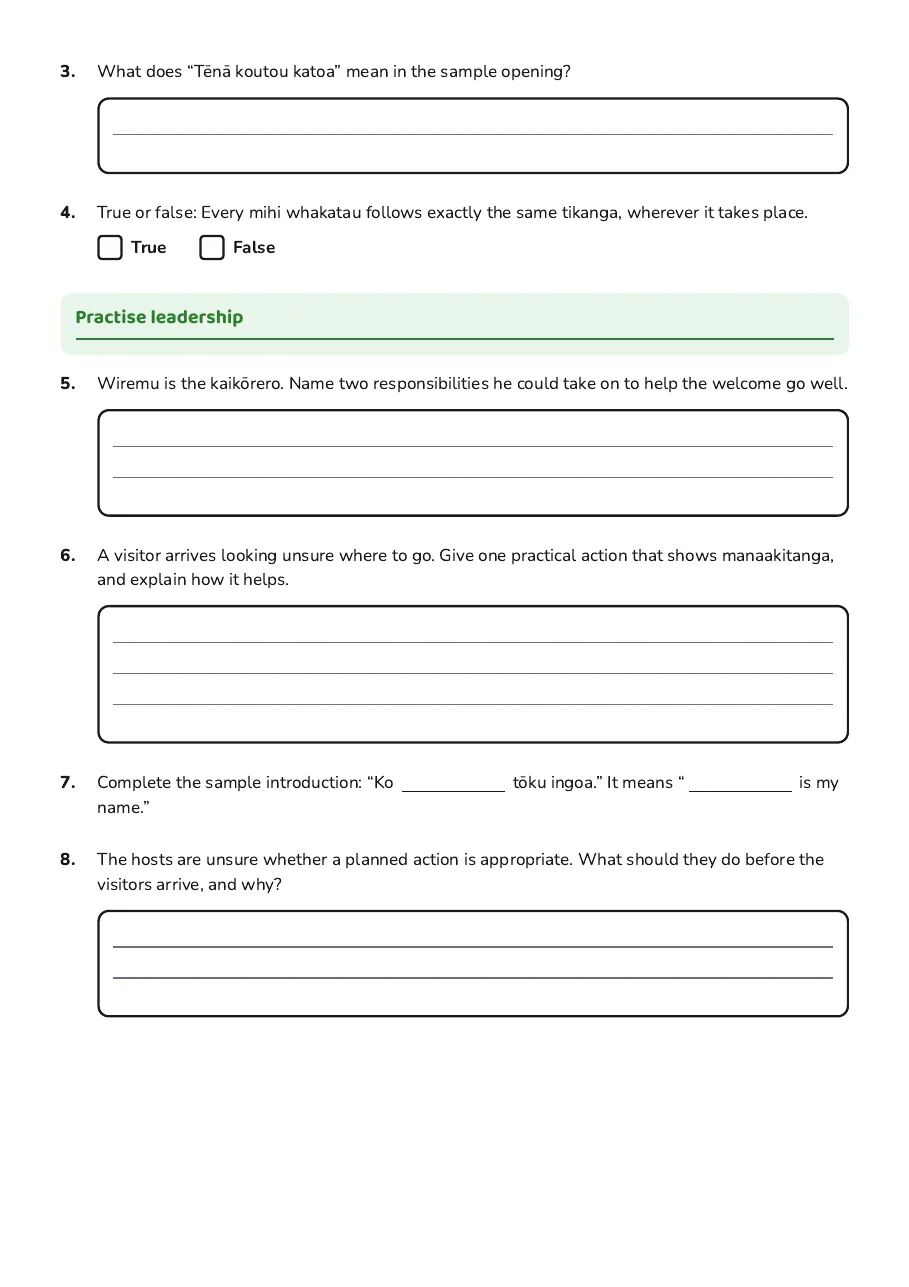 Mihi Whakatau Leadership Practice, page 2 of 3: Practise leadership