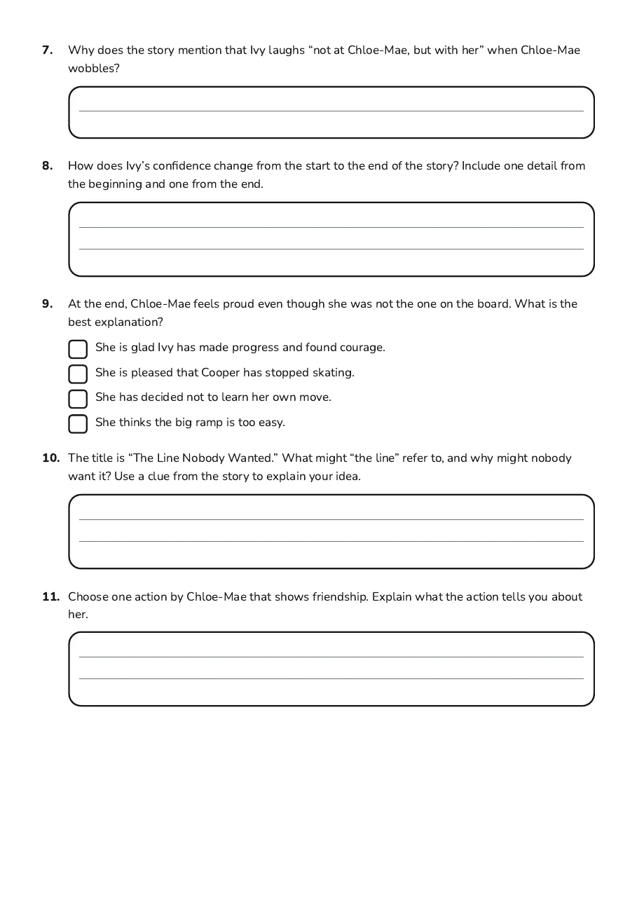 Friendship Insights Reading, page 4 of 4: The Line Nobody Wanted