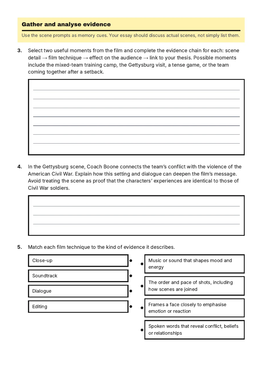 Titans Film Analysis Essay, page 2 of 4: Gather and analyse evidence