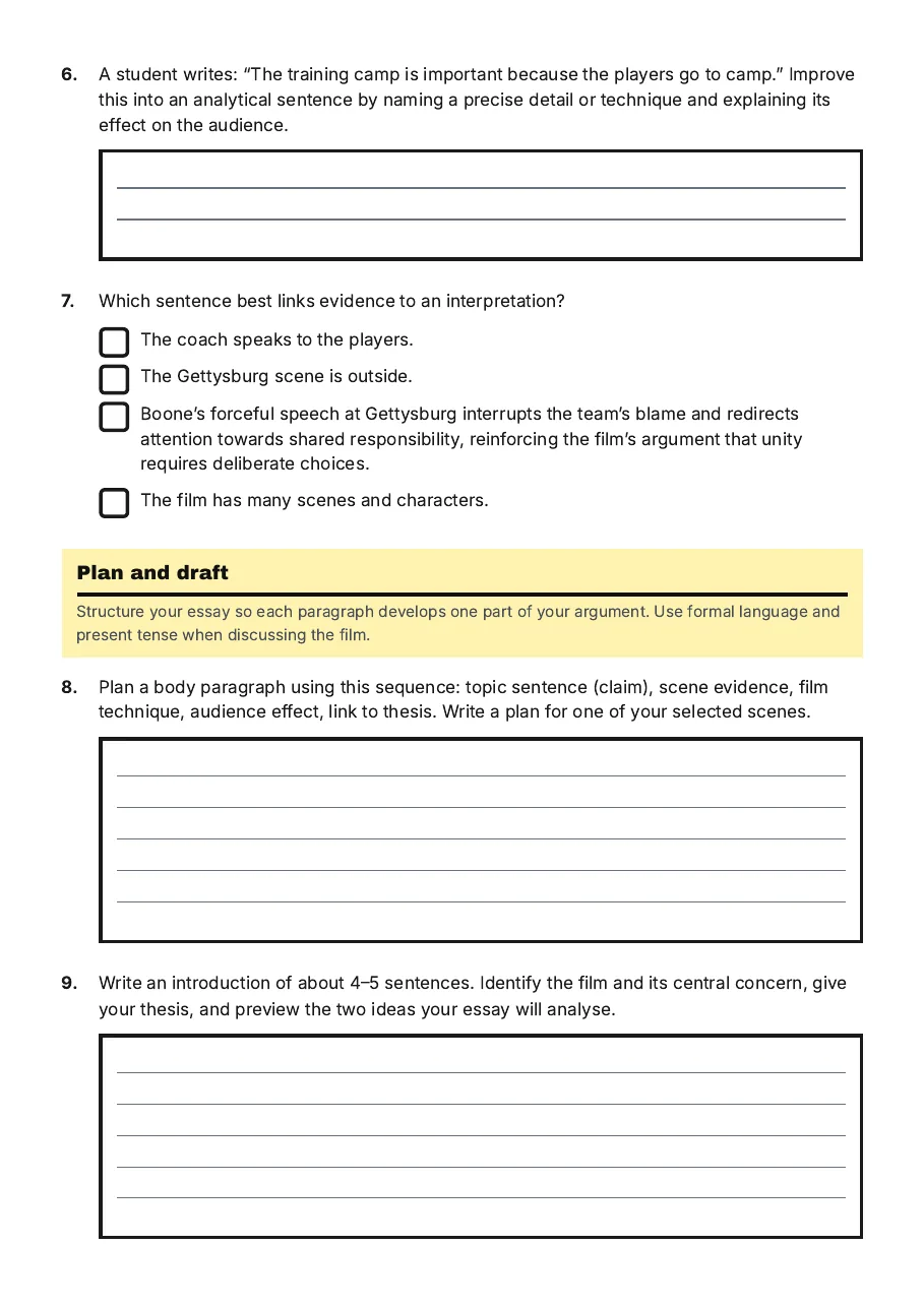 Titans Film Analysis Essay, page 3 of 4: Plan and draft