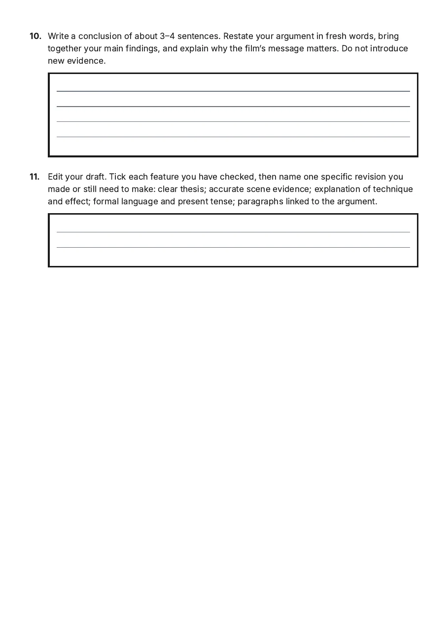 Titans Film Analysis Essay, page 4 of 4: 10. Write a conclusion of about 3–4 sentences. Restate your argument in fresh words, bring