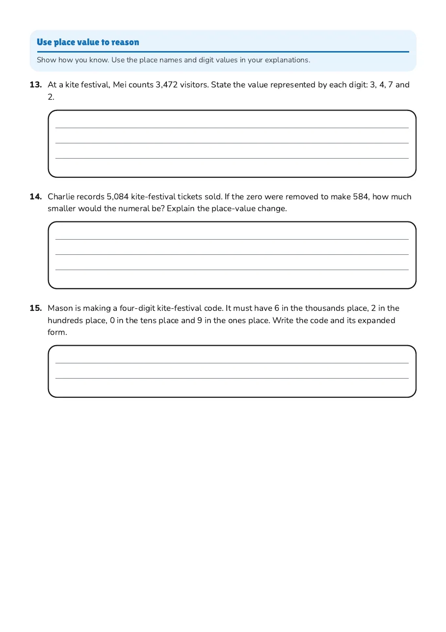 Mastering Place Value, page 3 of 3: Use place value to reason
