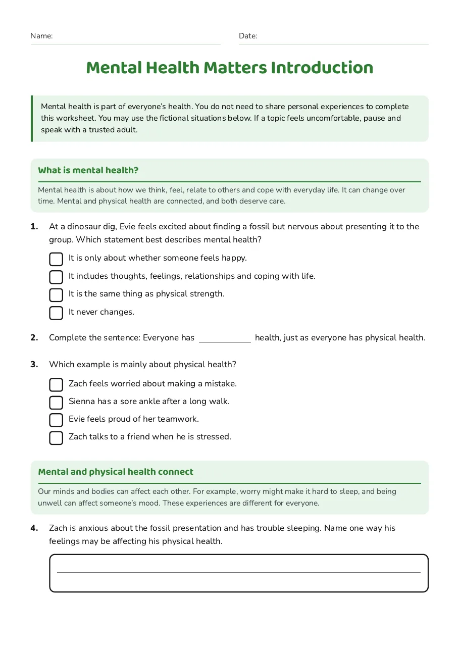 Mental Health Matters Introduction, page 1 of 3: What is mental health?, Mental and physical health connect