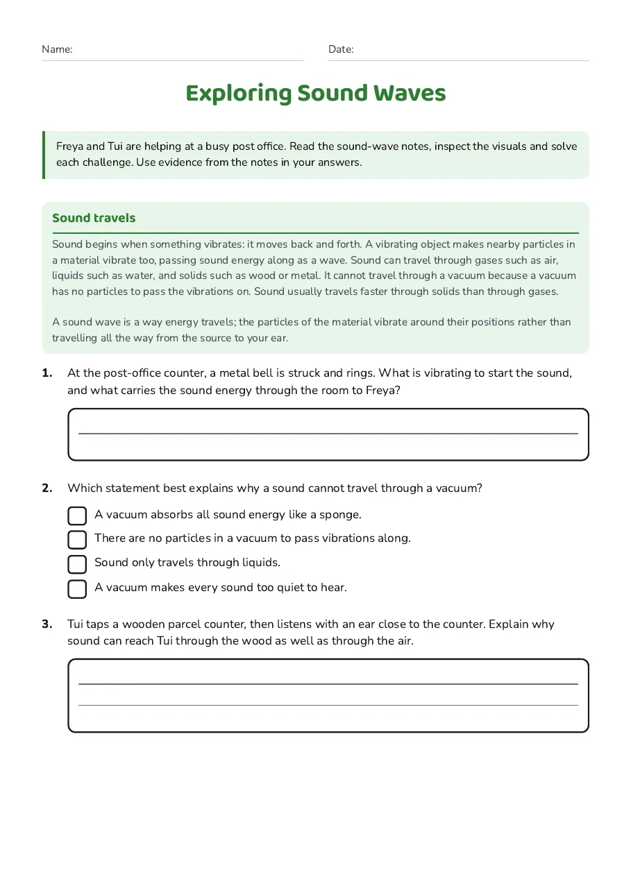 Exploring Sound Waves, page 1 of 3: Sound travels
