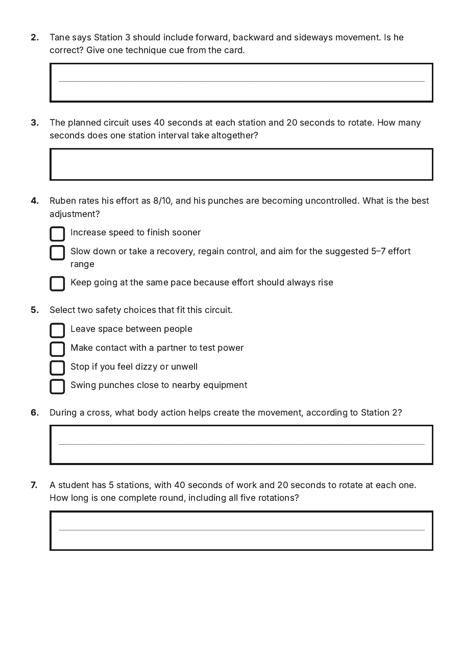 Dynamic Fitness Stations, page 2 of 3: 2. Tane says Station 3 should include forward, backward and sideways movement. Is he