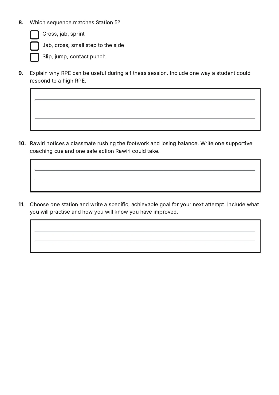 Dynamic Fitness Stations, page 3 of 3: 8. Which sequence matches Station 5?