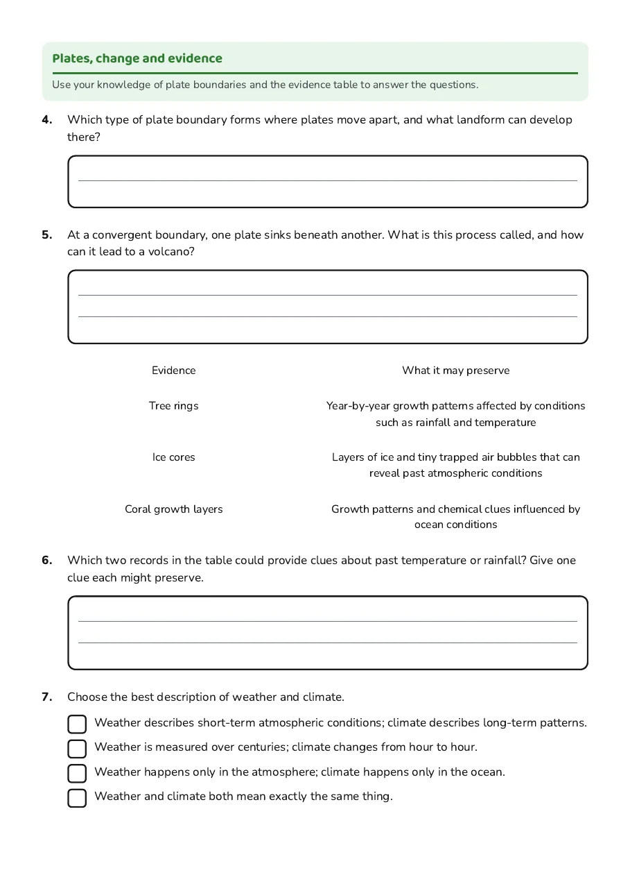 Grade 8 Earth Science Intro, page 2 of 3: Plates, change and evidence