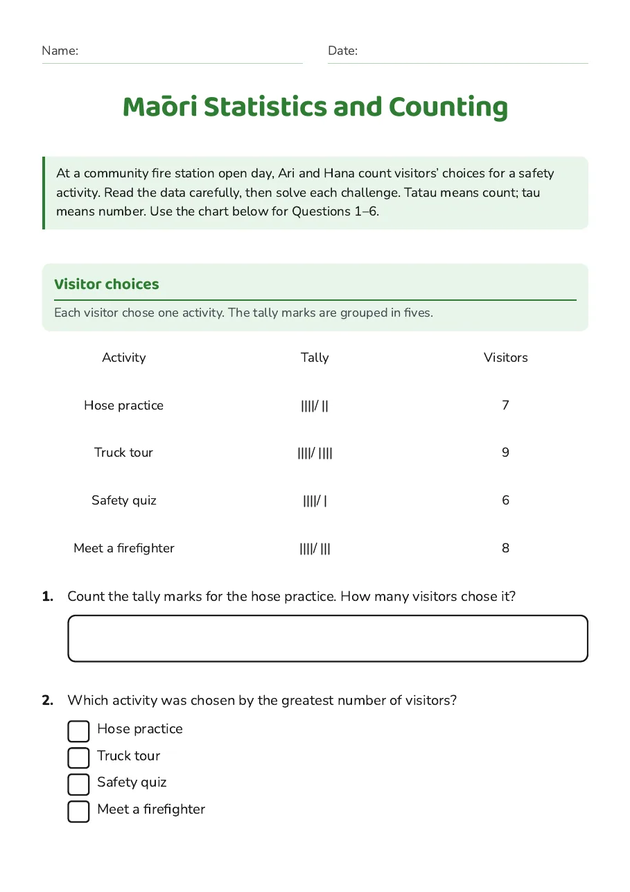 Māori Statistics and Counting, page 1 of 3: Visitor choices