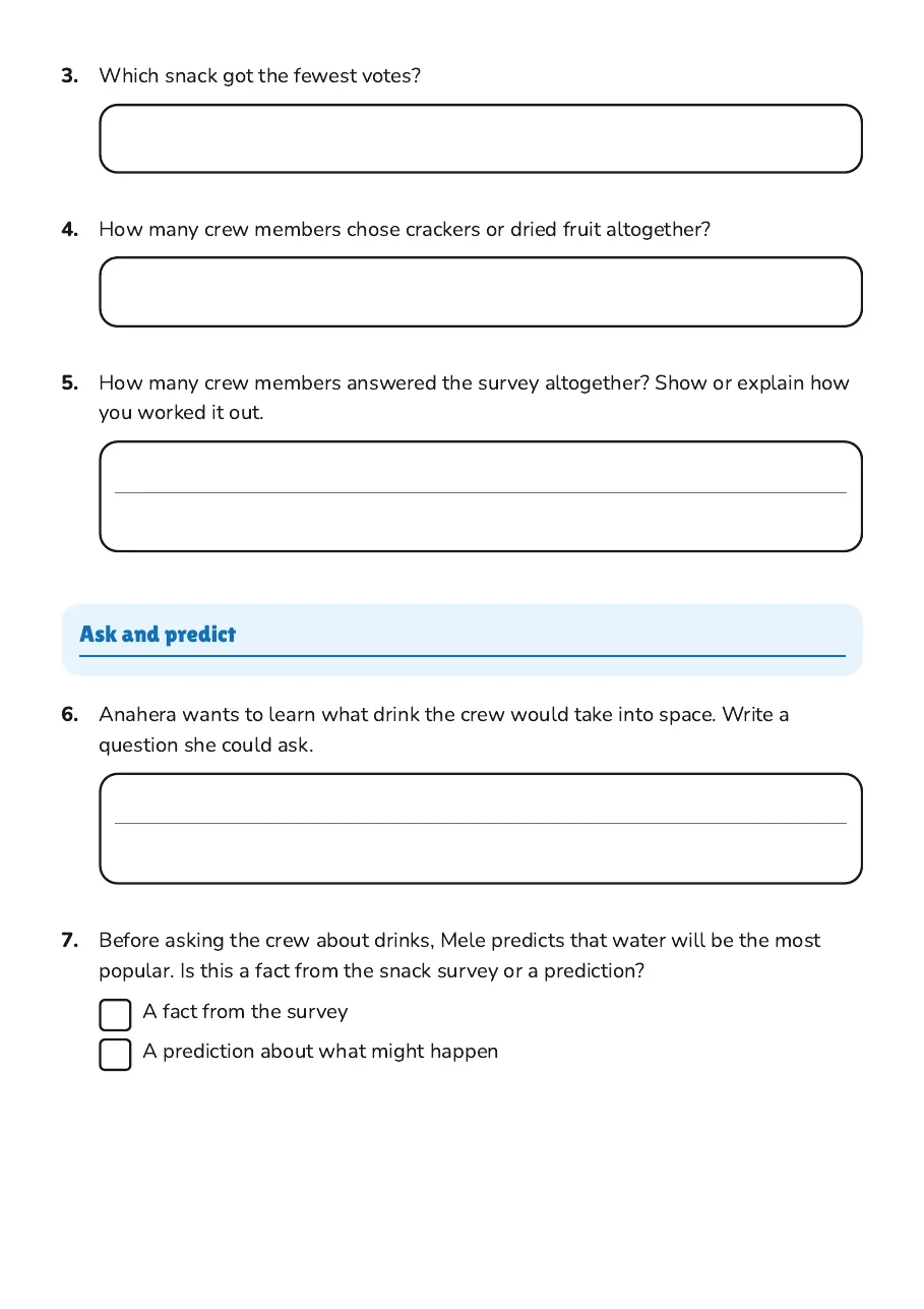 Data Questions and Predictions, page 2 of 3: Ask and predict
