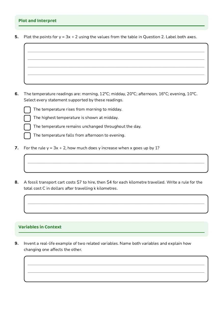 Variables and Graphs, page 2 of 3: Plot and Interpret, Variables in Context