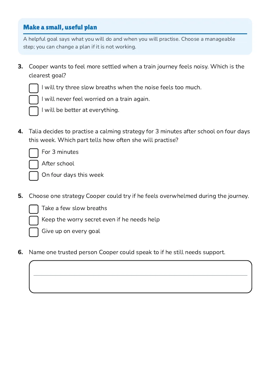Goal Setting for Resilience, page 2 of 4: Make a small, useful plan