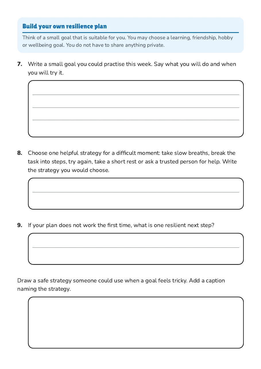 Goal Setting for Resilience, page 3 of 4: Build your own resilience plan