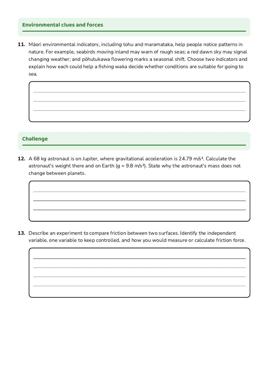 Forces and Motion Revision, page 3 of 3: Environmental clues and forces, Challenge
