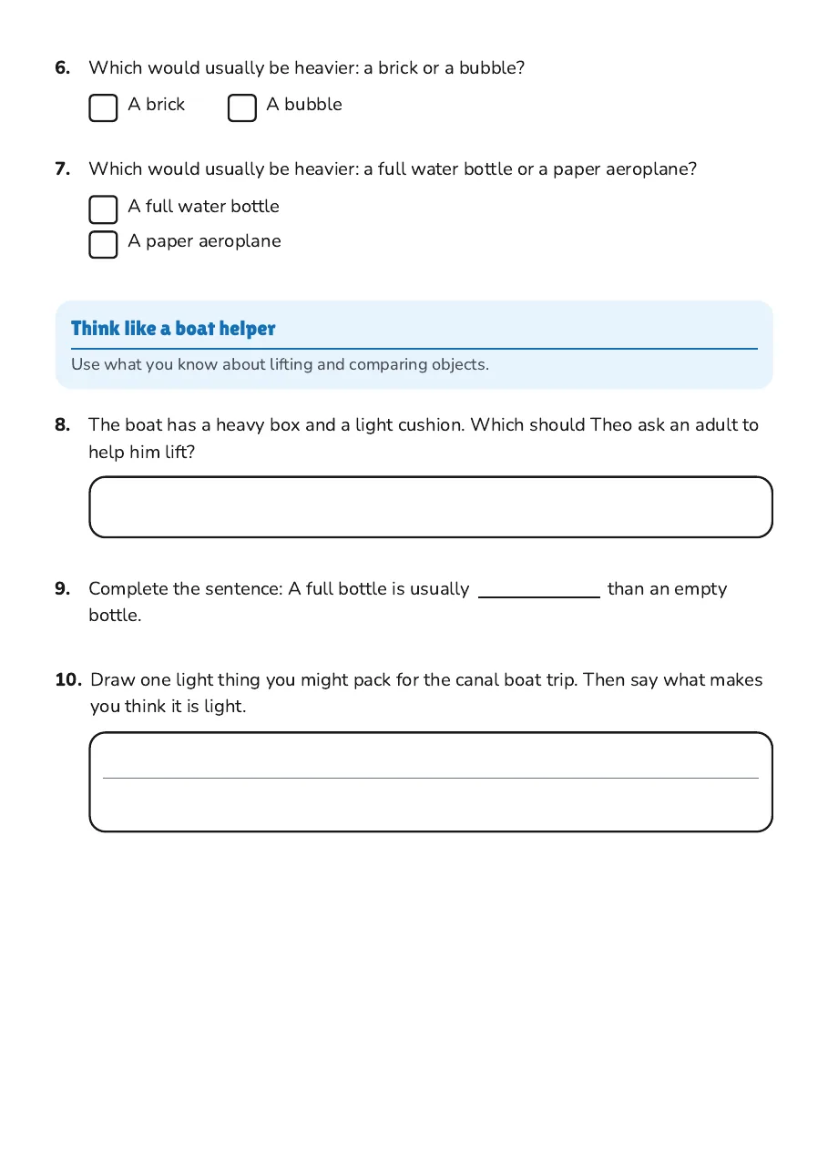 Heavy or Light Sorting, page 2 of 3: Think like a boat helper