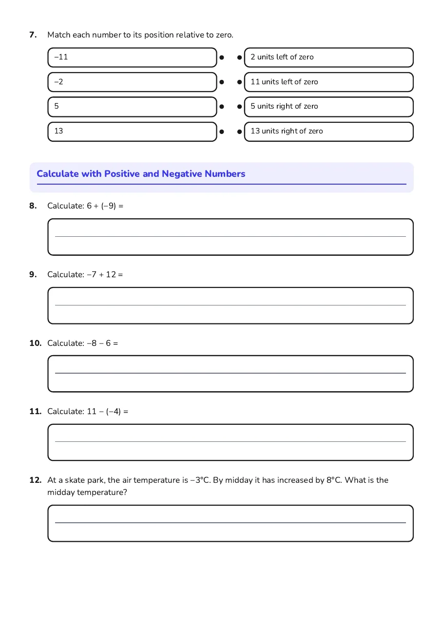 Working with Positive and Negative Numbers, page 2 of 3: Calculate with Positive and Negative Numbers