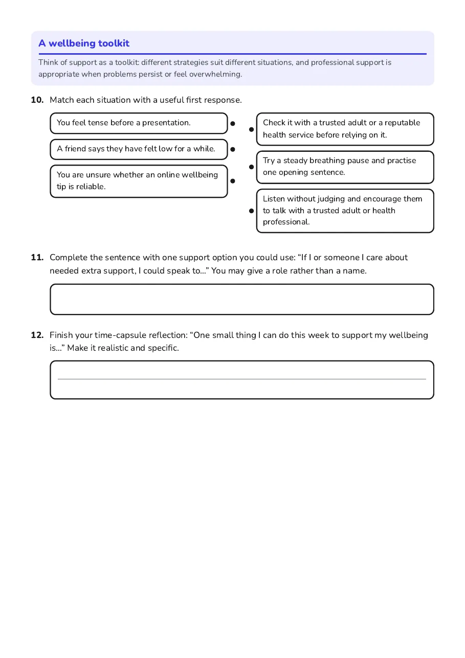 Future Self Time Capsule, page 3 of 3: A wellbeing toolkit