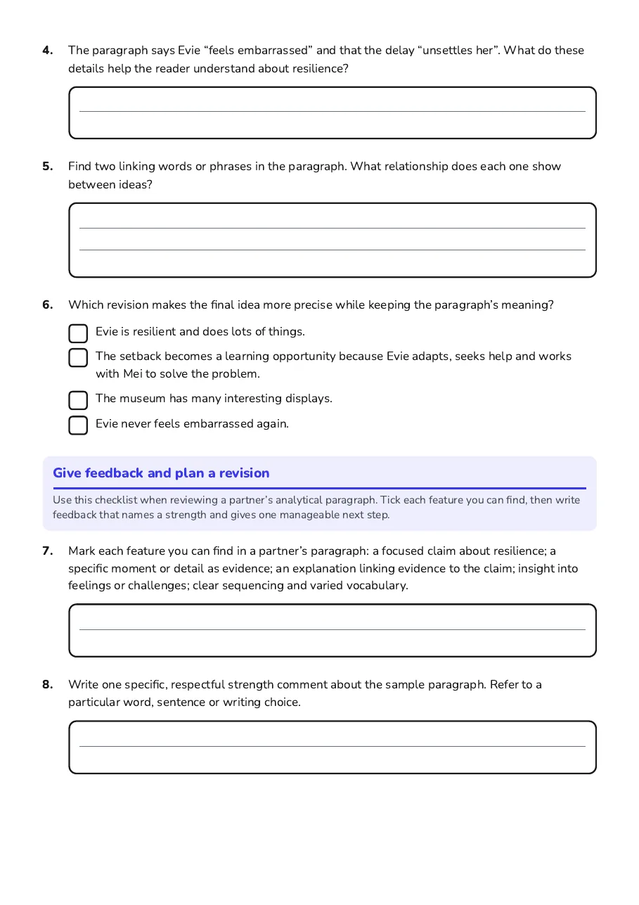 Resilience Feedback Checklist, page 2 of 3: Give feedback and plan a revision