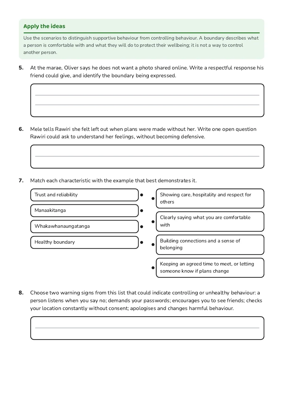Healthy Relationships Characteristics, page 2 of 3: Apply the ideas