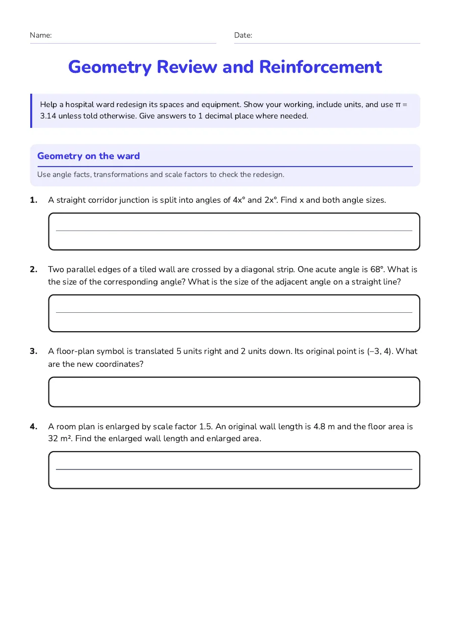 Geometry Review and Reinforcement, page 1 of 3: Geometry on the ward
