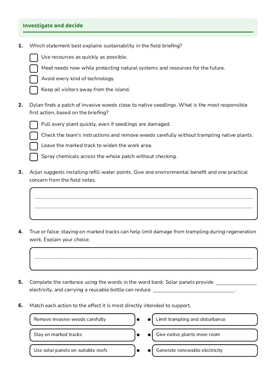 Magnetic Island Sustainability Practices, page 2 of 3: Investigate and decide