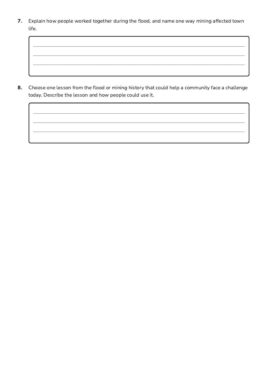 Kentucky Historical Events Impact, page 3 of 3: 7. Explain how people worked together during the flood, and name one way mining affected…